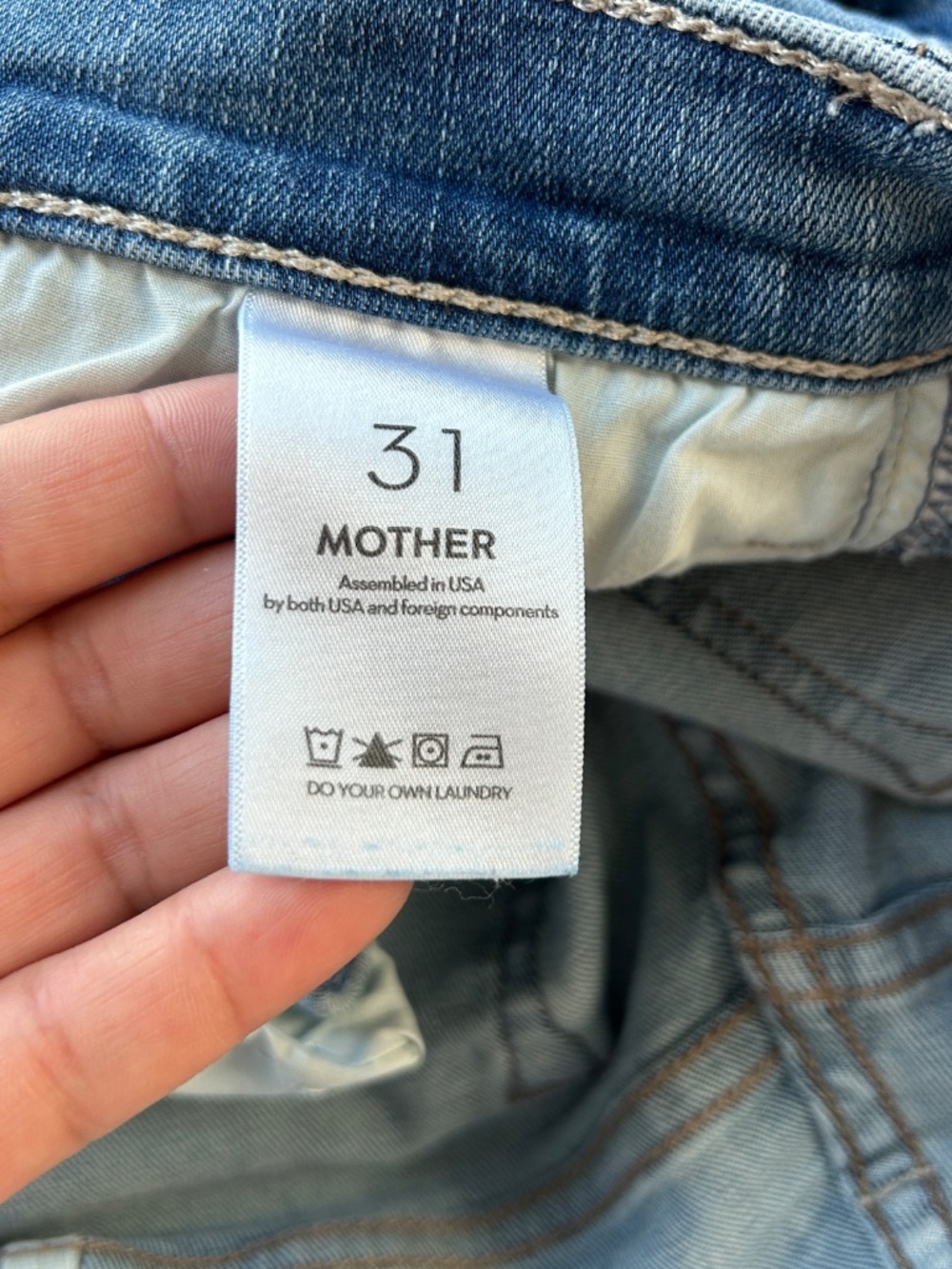 Mother Jeans size 31 Hustler Ankle Fray Healing Jar blue medium wash raw hem - Picture 9 of 16